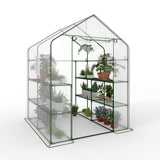Garvee Invernadero Portátil Para Plantas Con 6 Estantes, Cubierta PE Resistente, Marco Anti Óxido, Puerta Con Cremallera, Patio Y Jardín, 56.3x56.3x76.77, Transparente