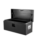 Garvee Caja de Herramientas de Hierro Modelo 2025A, Tapa de Ranura Organizador Resistente al Desgaste, 38.1×38.1×60.96cm para Camión de Trabajo, Negro - Negro