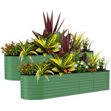 Garvee Pack de 2 cajas de jardín elevadas galvanizadas 244 x 122 x 61 cm, resistente al óxido, fácil montaje, beige/verde, para huertos y flores - Verde