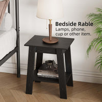 Garvee Pequeña Mesita de Noche de Madera con 2 Estantes para Dormitorio, Sala de Estar, Oficina, Baño 40x30x48CM Negro