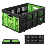 Garvee Caja Plegable 55L Plástico Resistente Apilable con Asas Laterales para Hogar y Camping, Versátil, Compacta, Negra - Verde