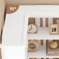 Garvee Estantería Esquinera de MDF y PB de 5 Niveles, 184.91cm, Diseño en L con Panel Medio, para Sala y Dormitorio, Blanco