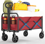 Garvee Bollerwagen Faltbar XL 172kg Stahl + 600D Oxford Ruedas 13 cm Resistente Viajeros, Compradores Actividades Outdoor, Mercados, Salidas Rojo - Rojo