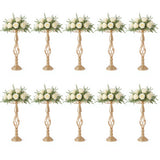 Garvee Soportes Metálicos para Flores 10 Piezas con Diseño en Espiral y Gotas de Cristal, para Bodas y Eventos, 52cm, Materiales Metal Resistente y Acrílico
