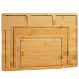 Garvee Set de 3 Tablas de Cortar de Bambú Natural con Compartimentos para Cocina, Tamaños Pequeño, Mediano y Grande, Color Natural