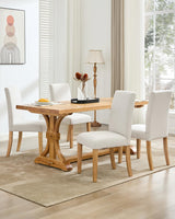 Garvee Sillas De Comedor Set De 4 Tapizadas En Tela Moderna Con Respaldo Ergonómico Curvo Y Patas De Madera Robusta Para Cocina Y Oficina Color Neutro - Beige 4 Piezas