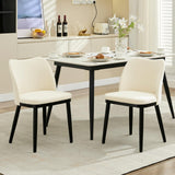 Garvee Sillas de Comedor Set de 2 Tapizadas en Tela con Asiento Acolchado y Patas de Madera, para Cocina y Restaurante, Diseño Moderno, Soporte Ergonómico, Antideslizantes - Terciopelo & Blanco Cremoso