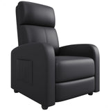 Garvee Sillón Reclinable para Adultos PU Cuero Ajustable Ergonómico con Bolsillo Lateral Respaldo Alto Brazos Anchos Asiento Acolchado Sala de Estar - Negro