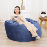 Garvee Sillón Puff Gigante de Espuma Viscoelástica 122×122×71 cm con Funda de Terciopelo Lavable para Sala o Dormitorio, Ligero y Versátil - Azul Marino