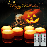 Garvee Luces de Calabaza LED para Halloween, Paquete de 6, Control Remoto, Batería, Jardín y Patio, Parpadeantes, Temporizador - Blanco