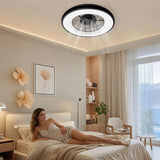 Garvee Ventilador de Techo con Luz LED, Lámpara Ventilador de Anillo Moderna para Dormitorio y Salón, Plafón de Acrílico Silencioso, Diseño Nórdico, Blanco - Negro