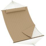 Garvee Hamaca Doble para 2 Personas 350 cm con Soporte de Madera Cuerda de Algodón Almohadilla Ajustable para Patio y Jardín Marrón Amarillento - Marrón