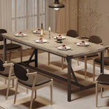 Garvee Mesa de Comedor Rectangular de 180 cm para 6 a 8 Personas Estructura de Acero y Tablero MDF Gris