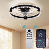 Garvee Ventilador de Techo con Luz LED Diseño Rama de Árbol, Motor Silencioso, 7 Aspas, 50cm, Acrílico Negro para Dormitorio y Salón - Negro