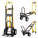 Garvee Carretilla Plegable 3 en 1 Capacidad 363 kg Dolly Convertible con Ruedas y Correas Elásticas para Hogar y Oficina - Amarillo & Negro