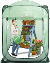Garvee Invernadero Pop-Up para Plantas, PE Reforzado, con Ventilación, Protección Invernal, 121x121x160cm, Verde, para Jardín y Interior