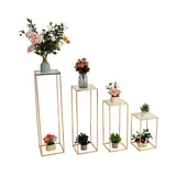 Garvee Juego de 4 Jarrones Dorados para Bodas, Metal Vernickelado Estable y Elegante, Tamaños Variados, Ideal para Mesas y Salones - Dorado