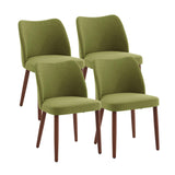 Garvee Sillas De Comedor De Lino Set De 4 Con Respaldo De Ala Y Cojines Gruesos Para Cocina Y Sala Madera Natural - Verde