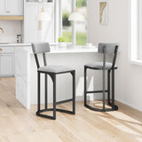 Garvee Juego de 2 Taburetes de Bar Ergonómicos Tapizados en Terciopelo Sillas Altas con Estructura Metálica para Isla de Cocina y Mostrador Gris Oscuro