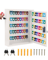 Garvee Organizador De Llaves 100 Claves Gabinete De Acero Con Cerradura Y 2 Llaves Para Oficina Y Hotel 88 Ganchos Etiquetas De Colores - Blanco