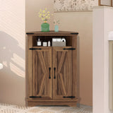 Garvee Gabinete Esquinero para Baño con Puertas de Granero, Estantes Ajustables, Madera Rústica, Organizador Multiusos para Cocina y Sala, 56×36×81 cm, Marrón Rústico - Marrón Rústico