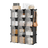 Garvee Organizador De Zapatos Expandible 48 Pares 8 Niveles Ganchos Versátiles Plástico PP Resistente Apilable Para Dormitorio Y Entrada - Negro