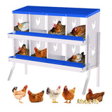 Garvee Cajas De Anidacin Para Pollos 8 Agujeros Acero Galvanizado Con Tapa Y Patas Para Gallineros Y Granjas - Azul