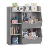 Garvee Estante almacenamiento juguetes melamina 2 niveles dos compartimentos laterales 81.5x38.5x91.5cm seguro versátil interior dormitorio niño sala juegos gris - Gris Moderno