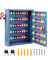 Garvee Organizador de Llaves 100 Claves Gabinete de Acero Azul Para Oficina y Hotel Con Cerradura y Etiquetas de Colores - Azul
