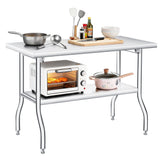 Garvee Mesa Plegable de Acero Inoxidable 48x24in, Capacidad 620 LB, Resistente y Porttil para Cocina y Camping, Sin Montaje, con Estante Inferior - Con estante inferior
