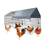 Garvee Gallinero Metálico 218×102×102 cm Con Cubierta Impermeable, Cerradura Automática, Espacioso, Acero Epoxi, Resistente UV, Fácil Montaje Exterior
