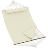 Garvee Hamaca Doble para 2 Personas 350 cm con Soporte de Madera Cuerda de Algodón Almohadilla Ajustable para Patio y Jardín Beige - Beige