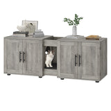 Garvee Caja de Arena para Gatos Doble con Almacenaje Integrado, Diseño de Madera, Hogar, Gris, 140×45×57 cm - Gris
