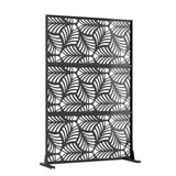 Garvee Panel de Privacidad Metálico para Jardín, Valla Decorativa Autoportante de Acero con Diseño de Pétalos, 120x183 cm, Negro - Pétalos Florales