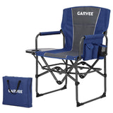 Garvee Silla De Director Oversized Para Camping, Plegable Y Portátil, Marco De Acero, Tela Oxford 600D, Con Mesa Auxiliar Y Bolsillo, Para Playa Y Picnic - Azul & Gris