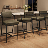 Garvee Set De 6 Taburetes De Bar Con Reposabrazos Y Respaldo, Cojín Grueso, Patas Metálicas Reforzadas, PU Impermeable, Altura De Mostrador, Verde Rústico Para Cocina Y Barra - Verde Retro