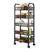 Garvee Carro rodante de 5 niveles Garvee, estante para verduras, carrito de almacenamiento metálico delgado con ruedas, negro, 44x26x102cm para cocina, baño y oficina - Negro
