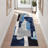 Garvee Tapis De Salon Motif Abstrait Moderne Antidérapant Doux Lavable Ultra-Fin Résistant 60x230 cm Chambre Bureau - Azul