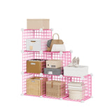 Garvee Organizador Modular de 6 Cubos de Alambre Metálico Estantería de Rejilla Ventilada para Dormitorio y Sala 94x96.5x32 cm Rosa - Rosa