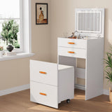 Garvee Vanity 3 en 1 Blanco - Multifuncional Compacto para Baños y Dormitorios - Blanco