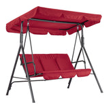 Garvee Balancín de Jardín Rojo de 3 Plazas con Dosel Impermeable y Estructura de Acero para Terraza y Exterior - Rojo