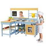 Garvee Cocina De Barro Para Niños Juego De Cocina Exterior De Madera Con Fregadero Removible Y Pizarra, Montessori Jardín, Pintura Segura