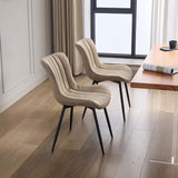 Garvee Sillas De Comedor Modernas Tapizadas En Cuero Sintético Resistente Sin Brazos Con Patas Metálicas Altura Ajustable Color Caqui Para Comedor Y Sala De Espera - Caqui