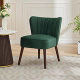Garvee Silla Acento Moderna de Terciopelo Verde, Sin Brazos, Patas de Madera, Versátil para Sala Oficina Dormitorio