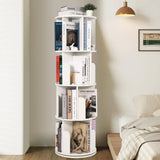 Garvee Estantería Giratoria 360° De Madera, Torre Giratoria 5 Niveles Para Esquinas, 15.7x15.7x52 In, Resistente Y Compacta - Blanco
