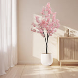 Garvee Árbol Artificial de Cerezo Sakura con Flores Rosas, Seda Falsa, Maceta Plástica, Hogar y Oficina, Realista y Duradero - Árbol Cerezo Rosa 180Cm Con Maceta Blanca Antiexplosión
