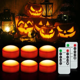 Garvee Luces Calabaza Halloween Garvee con Control Remoto Luces LED Jack-O-Lantern a Pilas Regulador Intensidad Paquete 6 Color Naranja - Blanco cálido