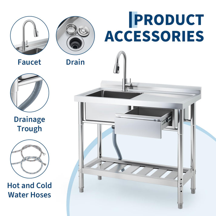 Fregadero con colador extraíble de acero inoxidable