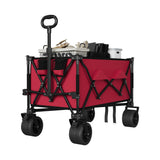 Garvee Carrito Utility Playa Plegable con Ruedas Todo Terreno, Freno de Bloqueo, Marco de Acero, Bolsillos para Botellas, Asa Telescópica, Uso Exterior, 38.5x22.8x35 in, Azul