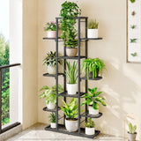 Garvee Estante para plantas Garvee de hierro con múltiples capas para interiores, para balcón, 62.5x23x126cm, gris oscuro - Gris